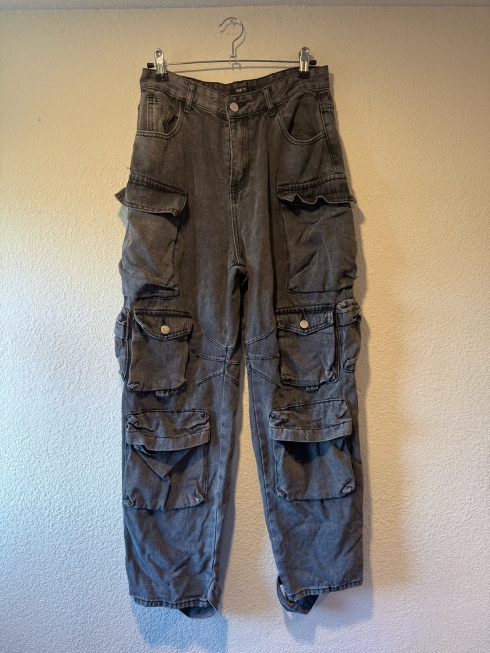 MICAS High-Waist Cargo Wide Leg Jeans - Washed Gray - Picture 7 of 9